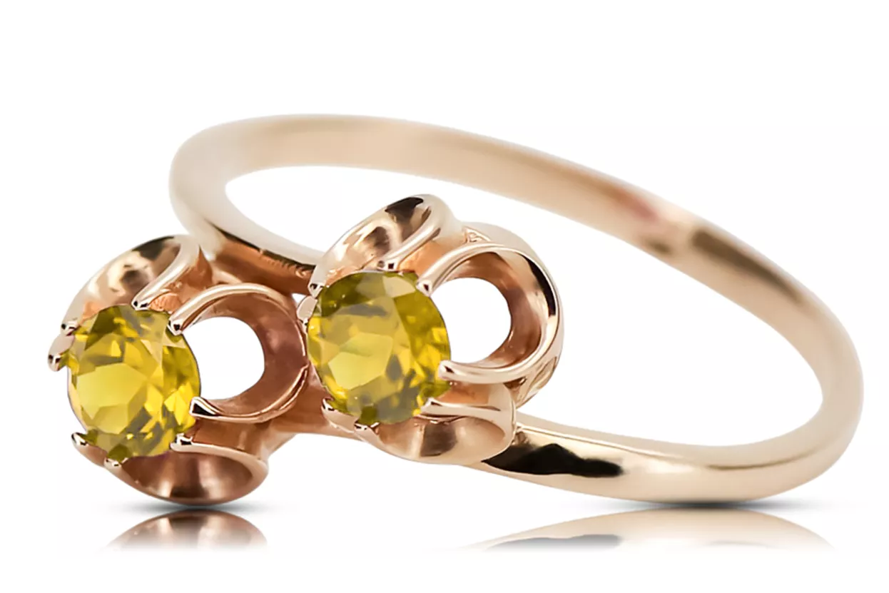 Ring Vintage Stil Gelber Peridot Originales Vintage-Roségold aus 14 Karat vrc266r